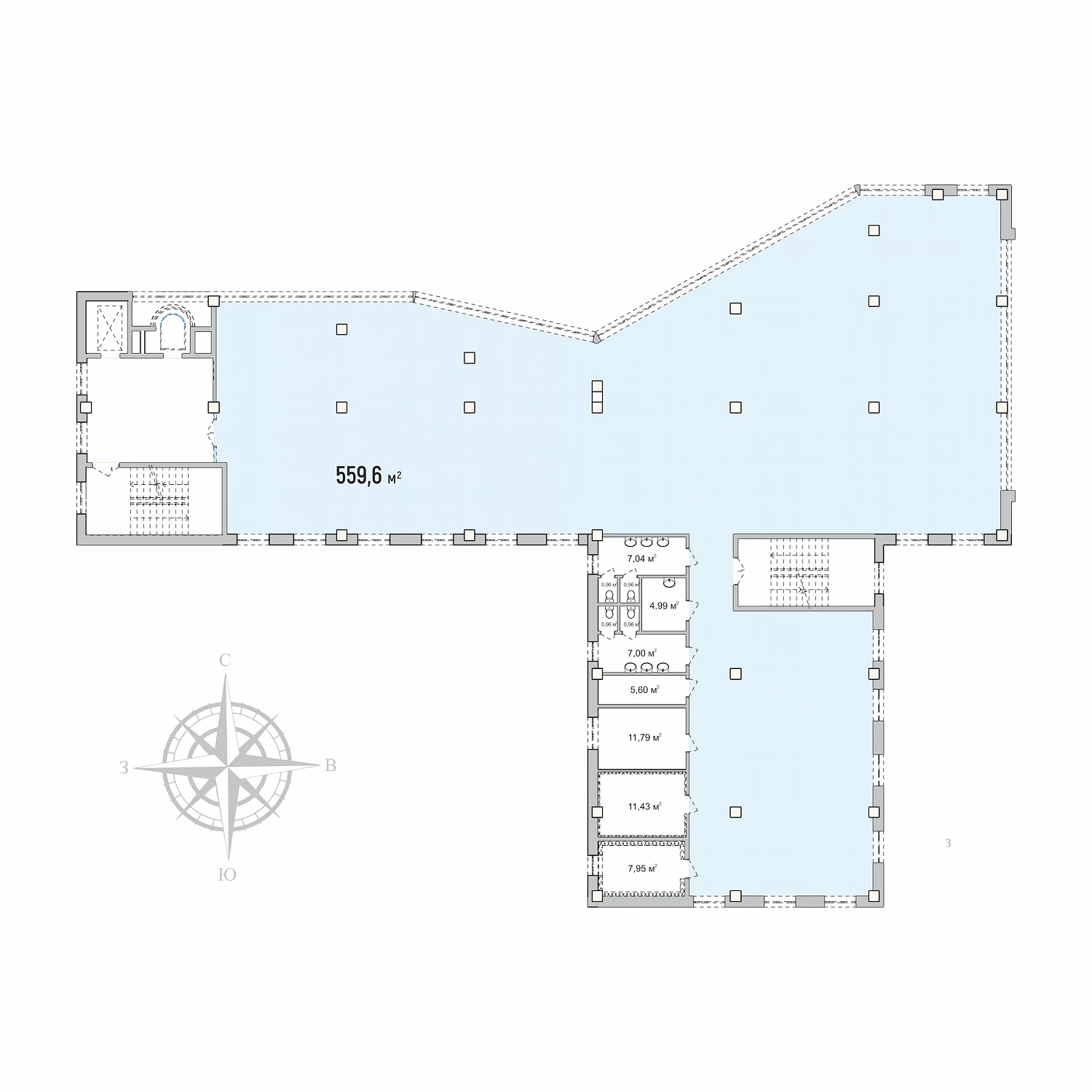 План 7-го этажа — помещение площадью 559,6 м²